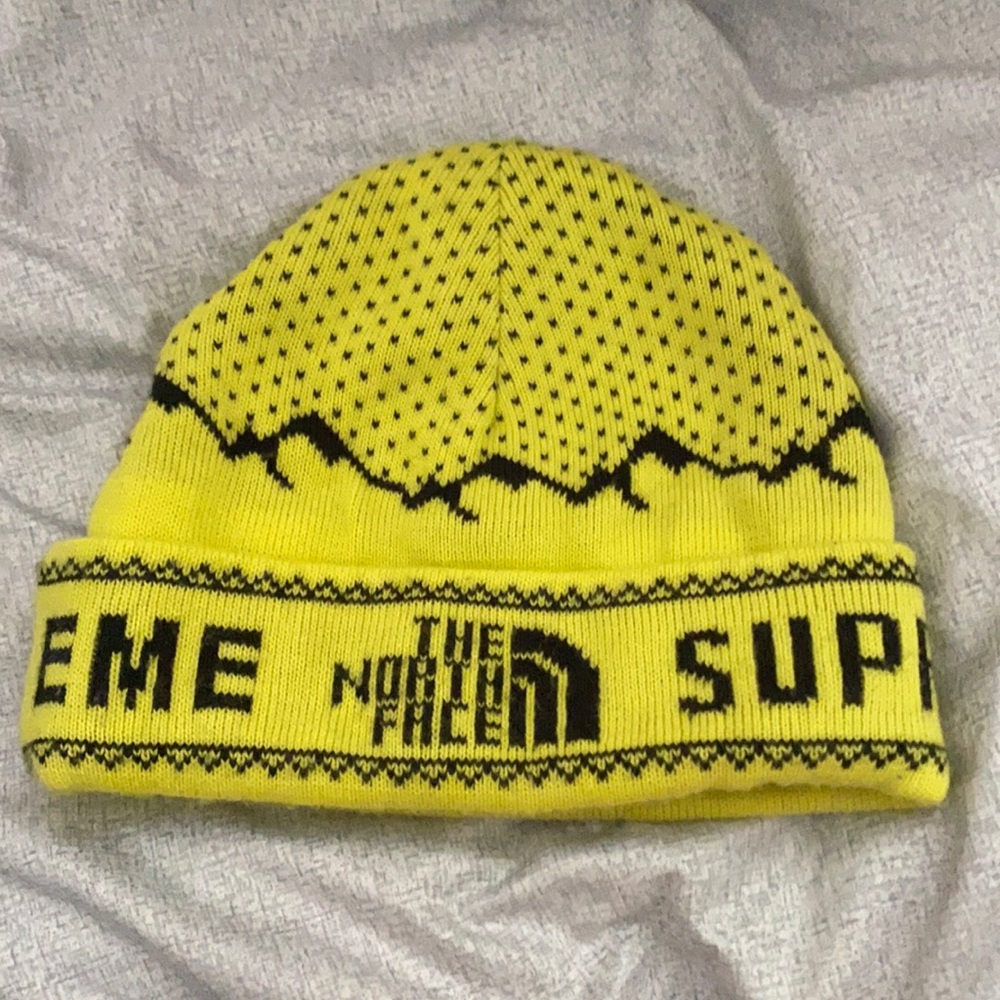Yellow Supreme x North Face beanie